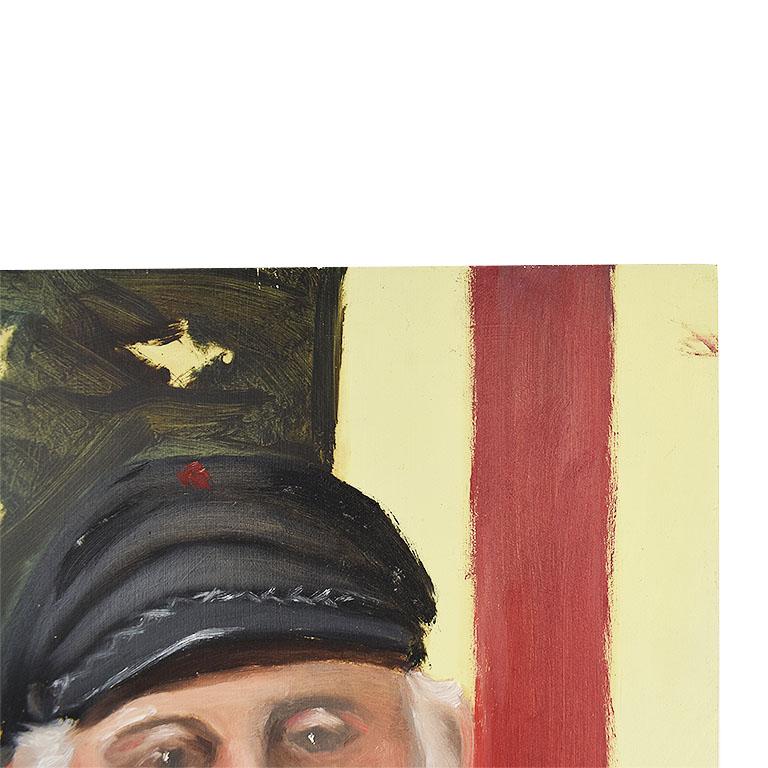 American Classical Portrait Painting of a Captain of a Ship with American Flag