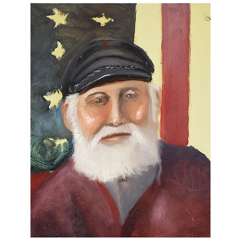 Portrait Painting of a Captain of a Ship with American Flag
