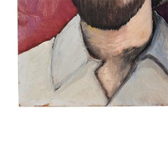 Portrait Painting of a Man in a Fedora on Pink, by Clair Seglem