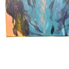 Portrait Painting of a Native American Man on Canvas in Turquoise 20th Century
