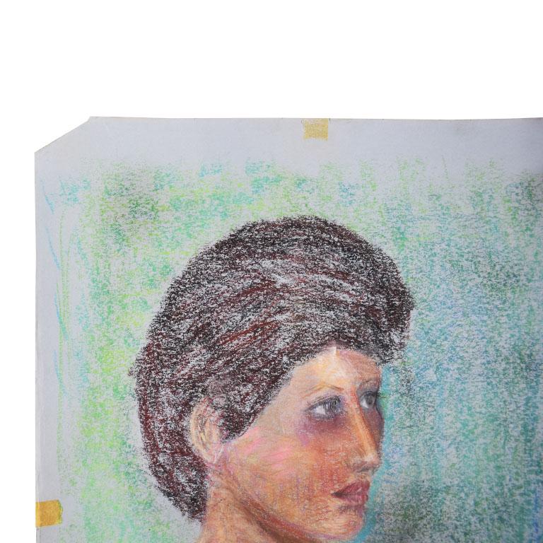 Portrait Painting of a Woman with Brown Hair In Good Condition For Sale In Oklahoma City, OK