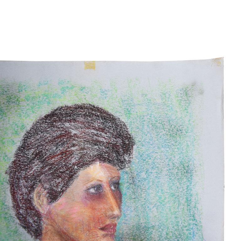 20th Century Portrait Painting of a Woman with Brown Hair