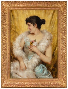 Portrait Painting of a Young Beauty Oil on Canvas by G. J. S. Bary c.1900