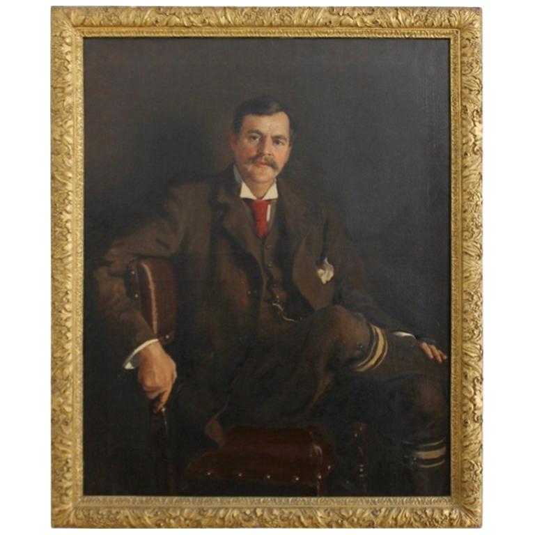 Portrait Painting Of An English Gentleman, Large Scale, Oil On Canvas.
