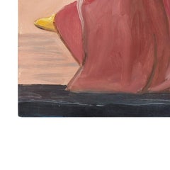 Portrait Painting of an Indian Woman in Pink with Floral Motif