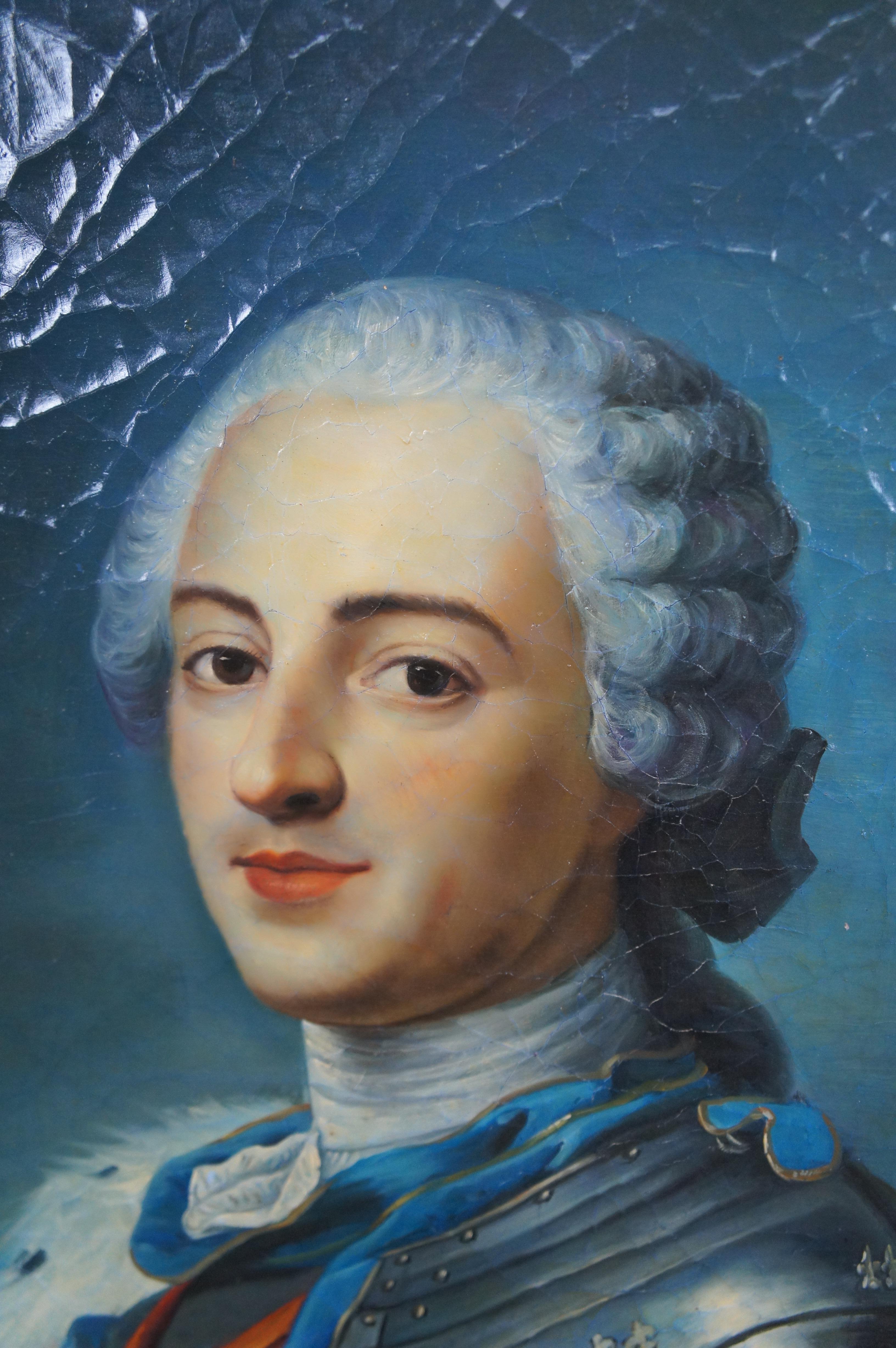 Portrait du roi Louis XV en armure d'après Maurice Quentin de La Tour 1