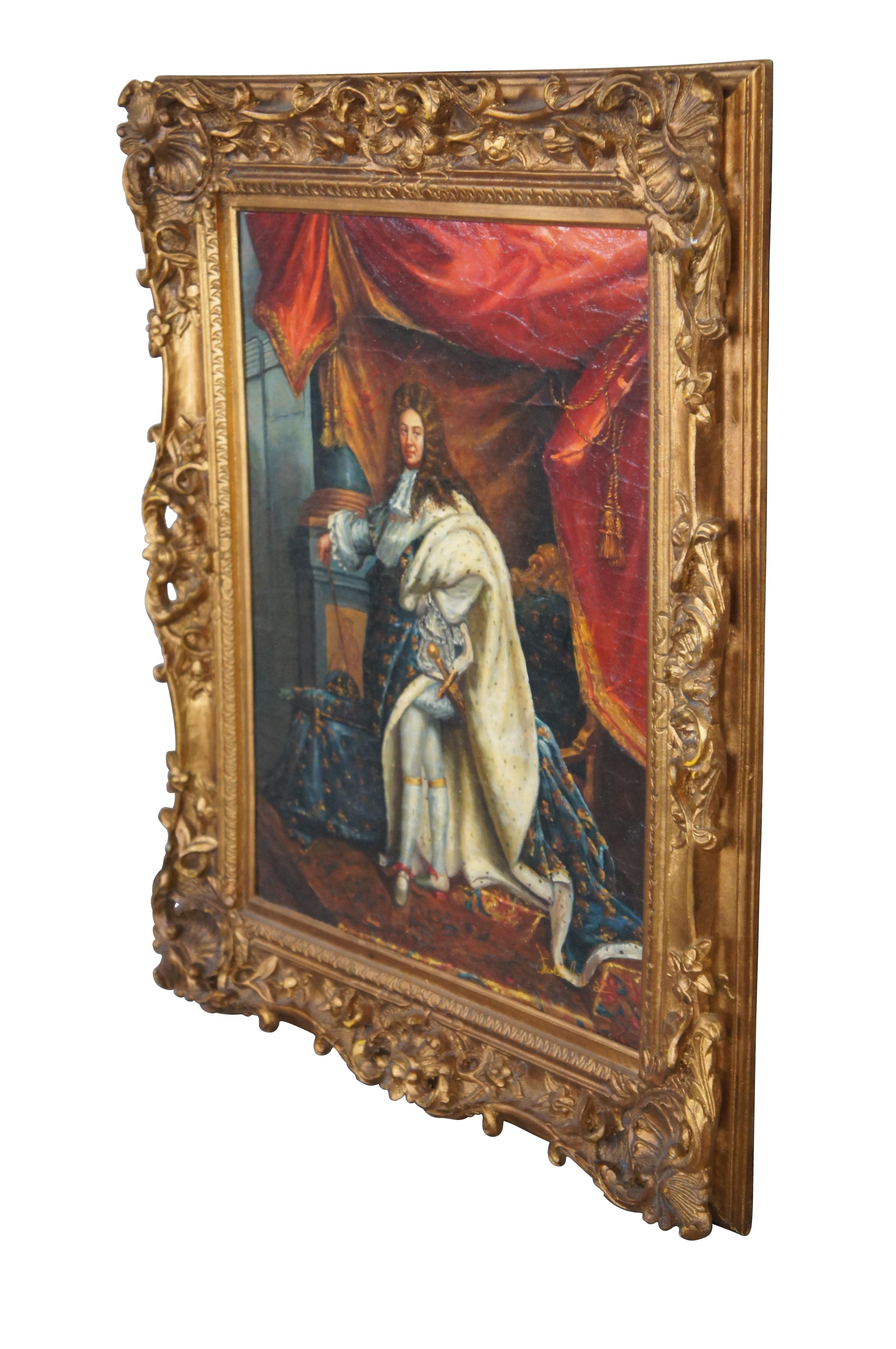 Portrait Painting of Louis XIV in Royal Ceremonial Robes After Hyacinthe Rigaud In Good Condition In Dayton, OH