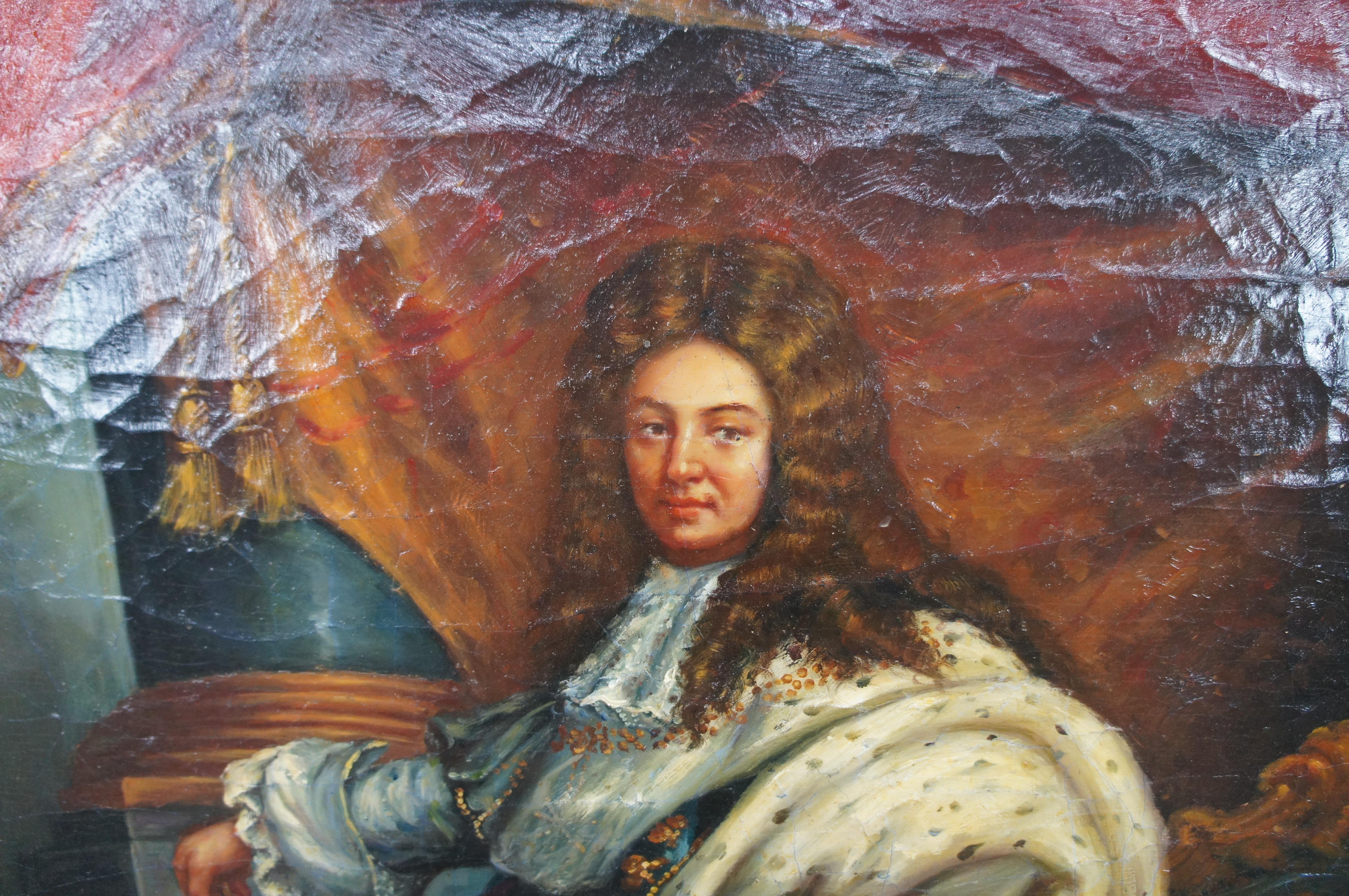 Portrait Painting of Louis XIV in Royal Ceremonial Robes After Hyacinthe Rigaud 1