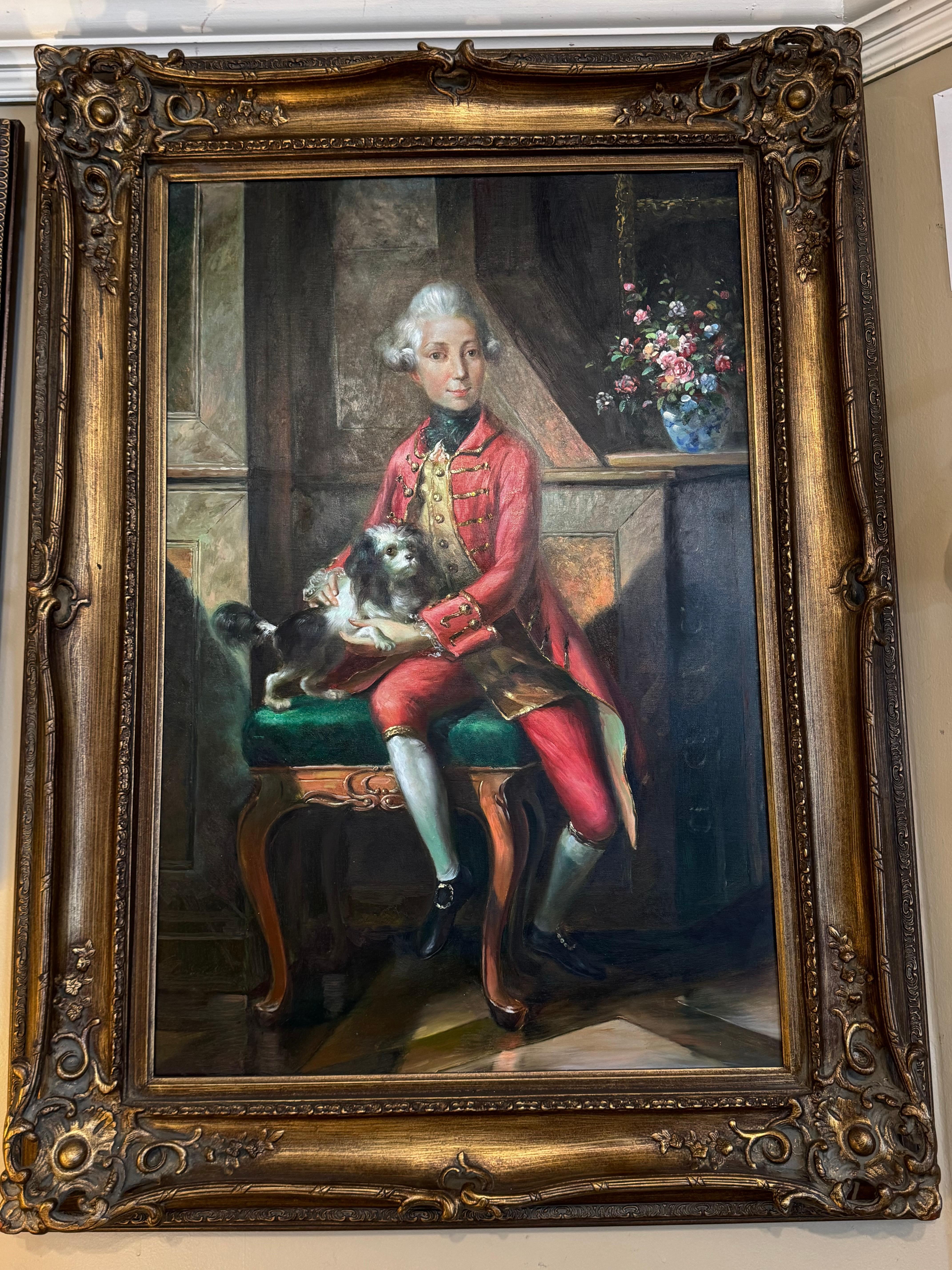 Ce tableau est une réplique d'un tableau d'un musée potriat.  
Le portrait illustre le style du 18e siècle. ) Kurfürst von Hessen. Le portrait encadré Il s'agit d'un portrait du prince Wilhelm, fils du landgrave Friedrich II de Hesse-Kassel, peint