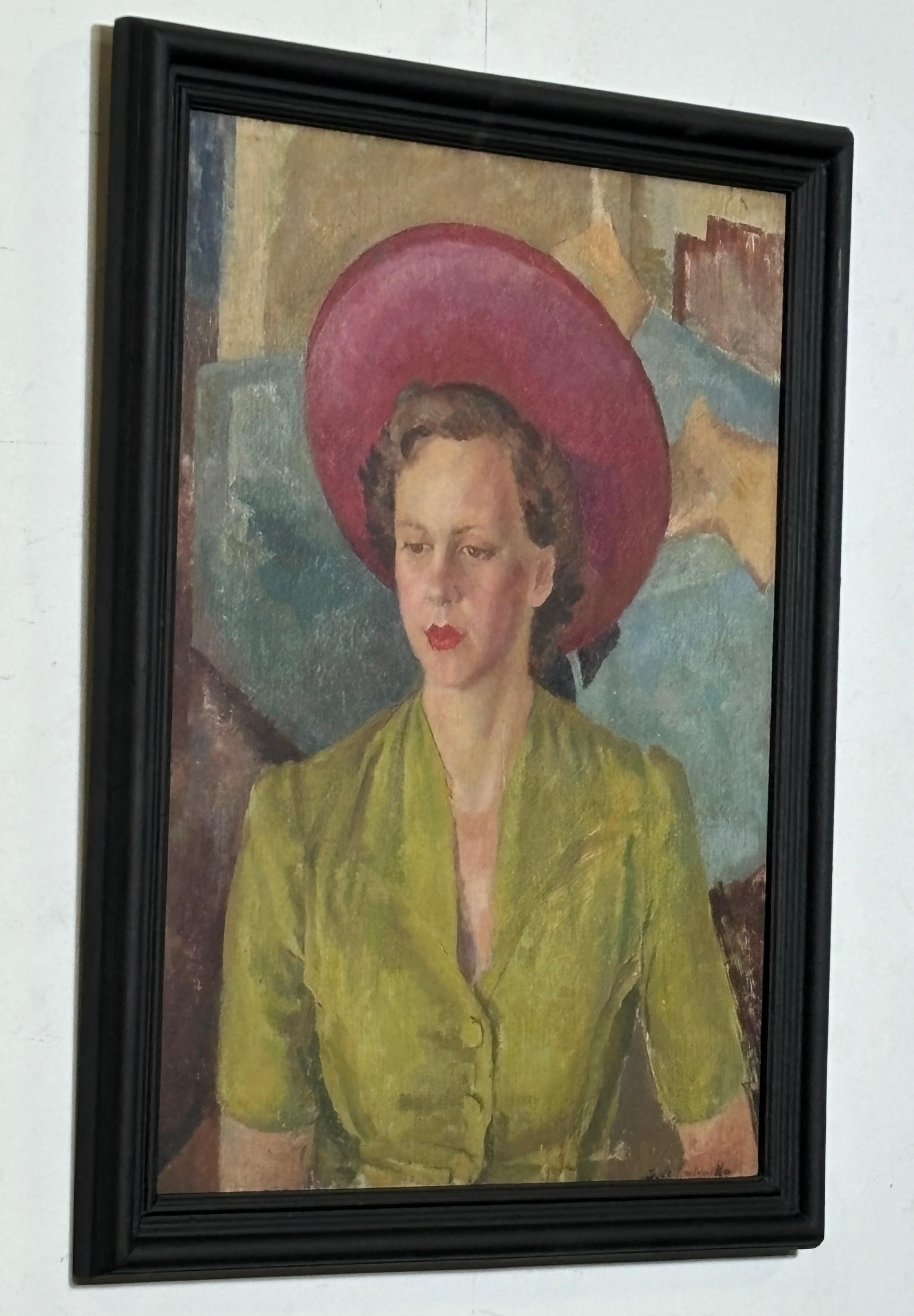 Ritratto di donna con cappello anni '40 In condizioni buone in vendita a San Francisco, CA