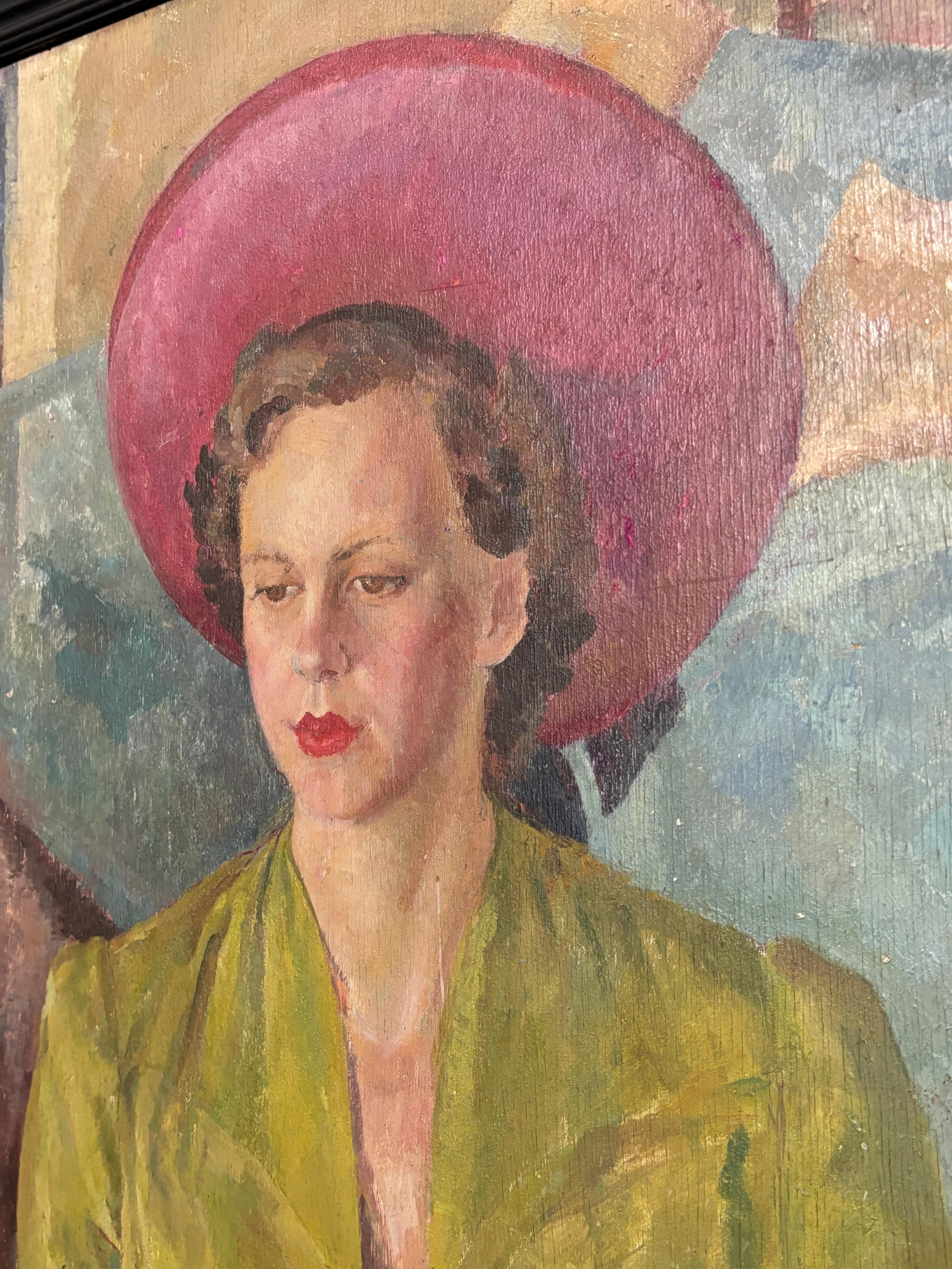 Ritratto di donna con cappello anni '40 in vendita 1