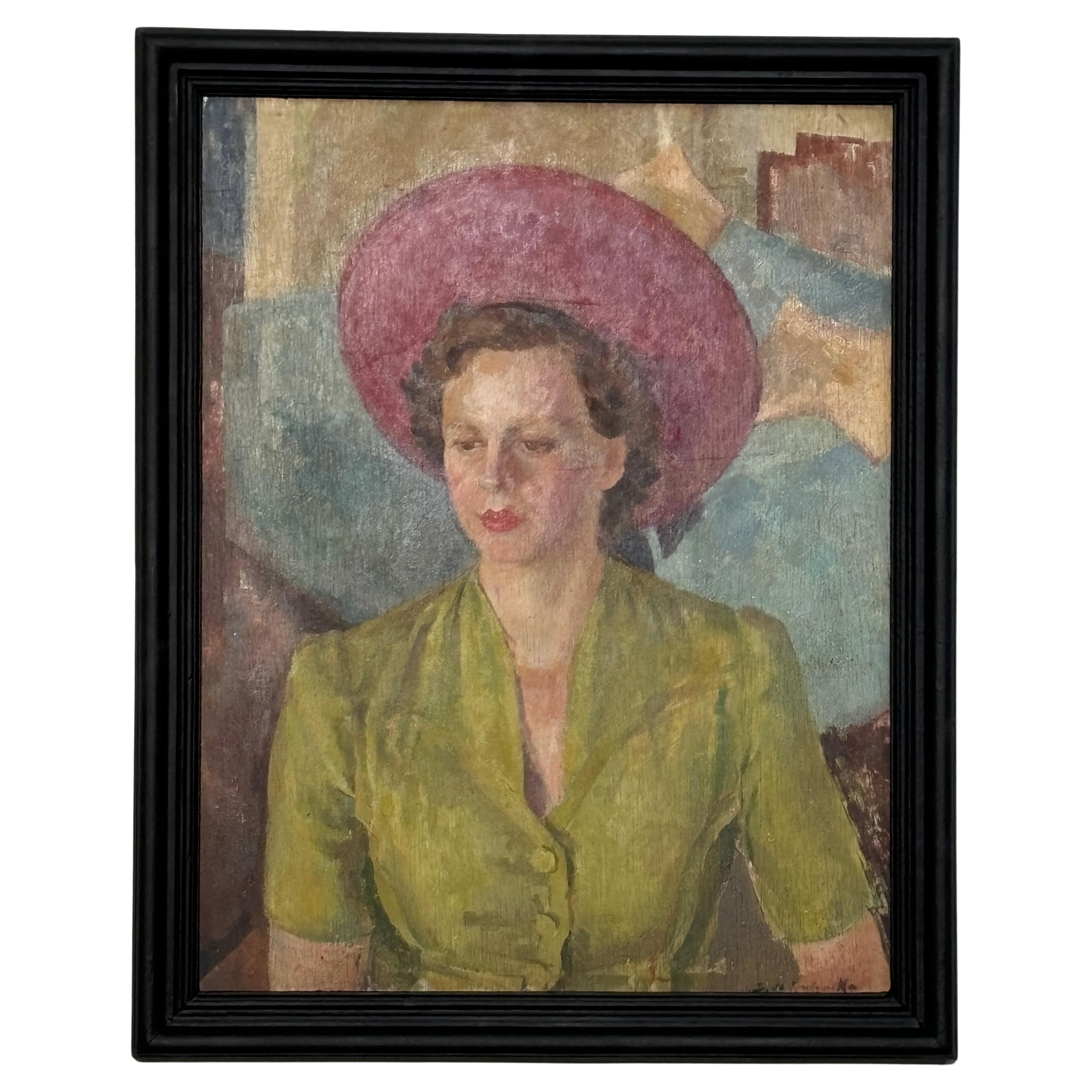 Ritratto di donna con cappello anni '40