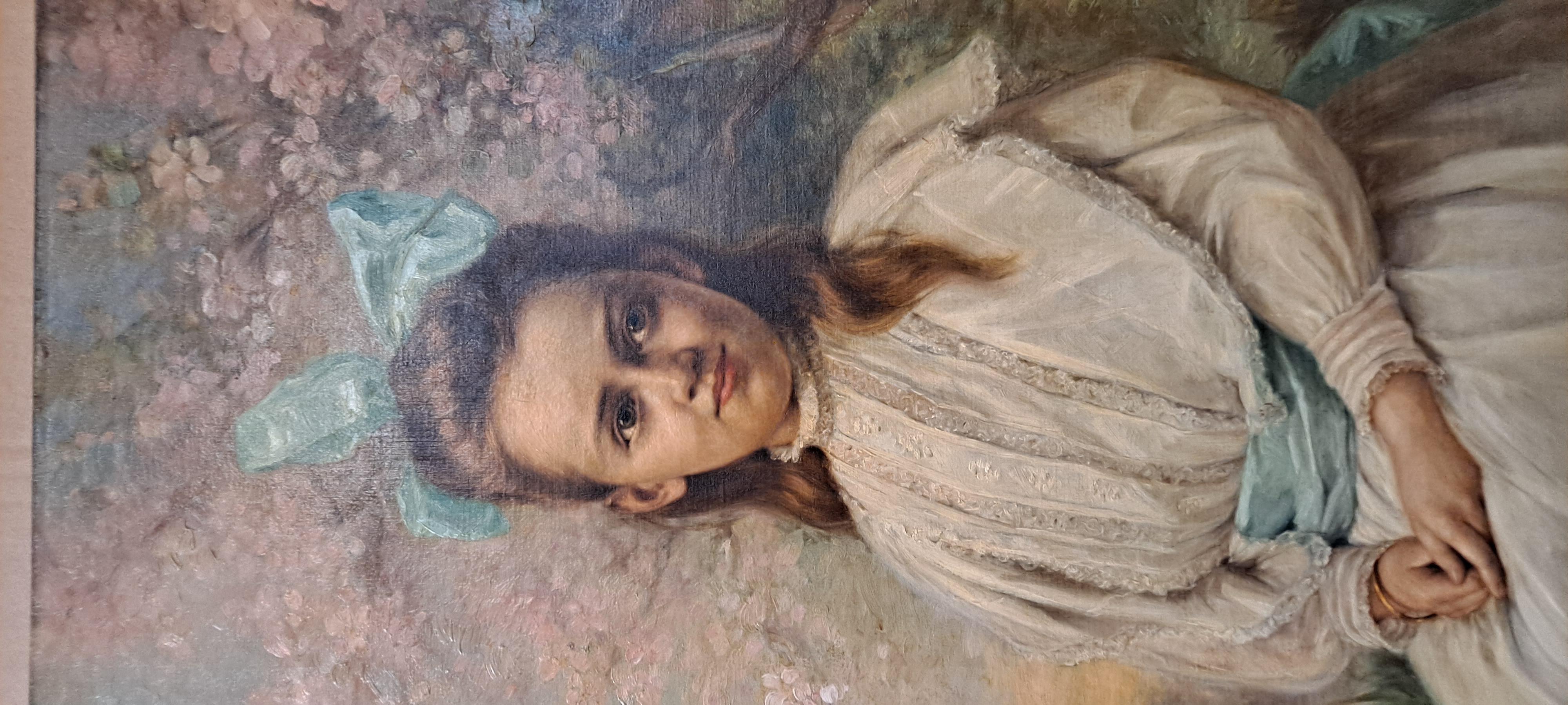 Portrait Painting of Young Girl by Dana Coomans In Good Condition For Sale In San Francisco, CA