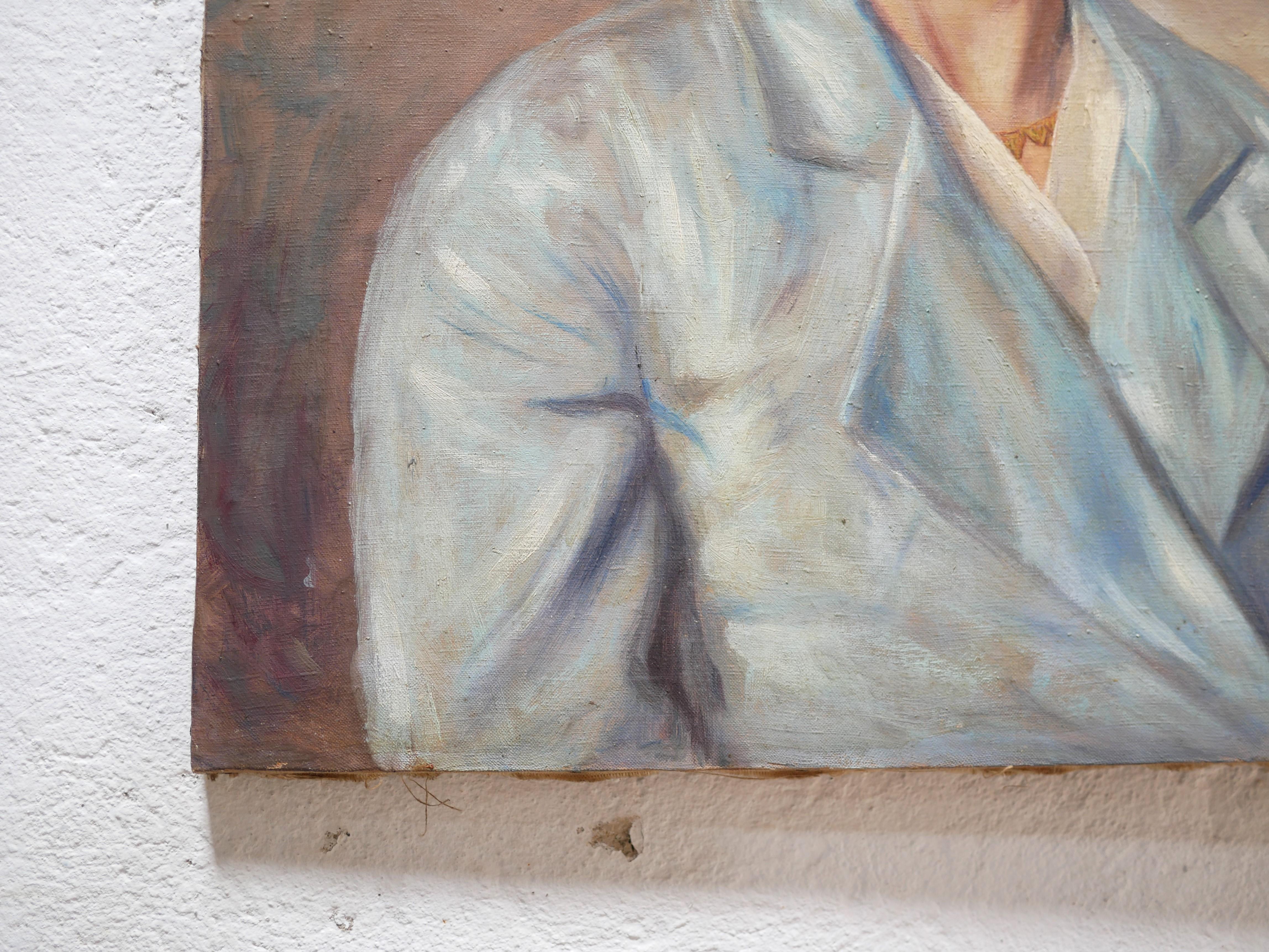 Peinture de portrait, peinture sur toile ancienne signée Raymond Casez 6