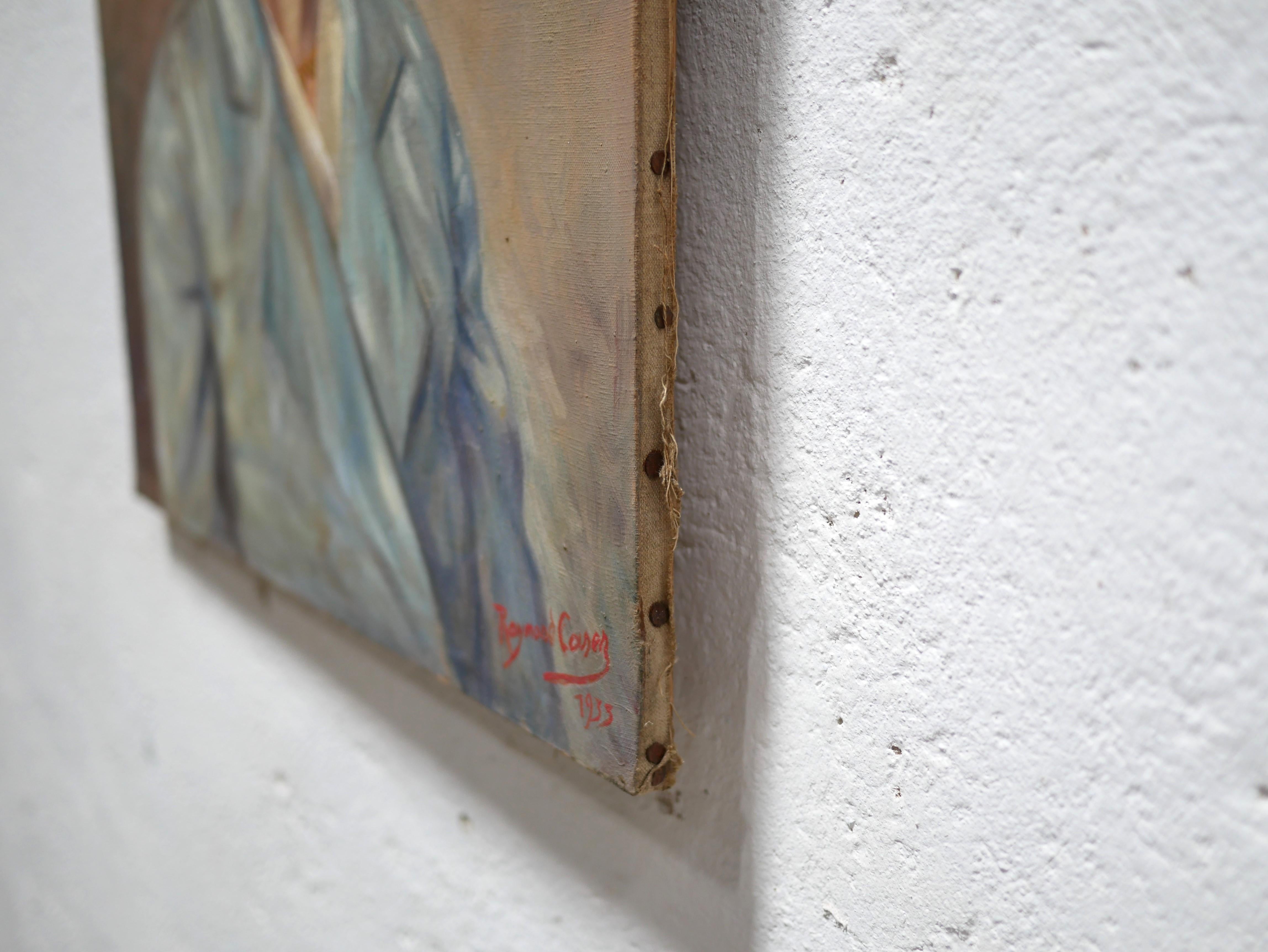 Peinture de portrait, peinture sur toile ancienne signée Raymond Casez 7