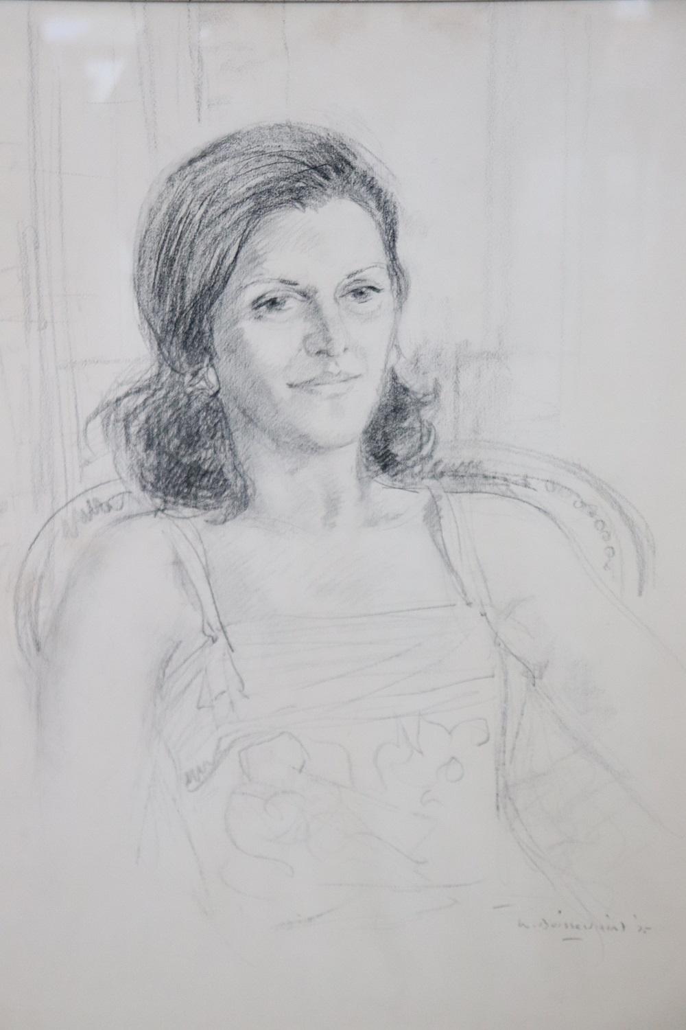 Beautiful portrait pancil on paper dated 1975s and signed by William Boissevain.
William Boissevain born 1927s in New York.
Studies in Paris and London.
The son of a Dutch diplomat, Boissevain studied in Paris and London before coming to