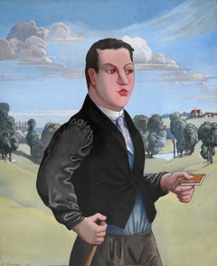 Portrait Sign, Gampert, Walking Man at the Lac Leman Swiss, Lake Geneva