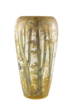 Portraitvase Jugendstil Keramik Amphora Bohemia um 1898 Blumen