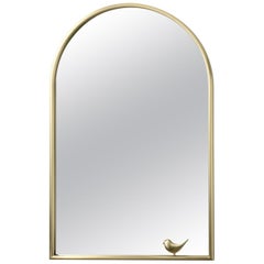 Portrait with Birdie Mirror in Satin Brass By Elisa Giovannoni