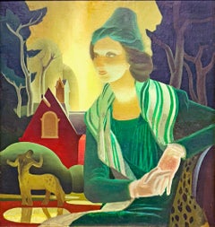 "Portrait with Centaur", Art Deco Painting by Muralist for Texas Hall of State