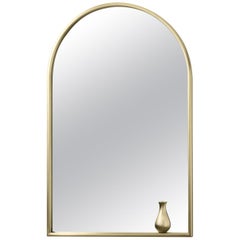 Portrait with Little Vase Mirror in Satin Brass By Elisa Giovannoni