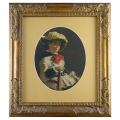 Vintage Portrait "Young Girl with Red Bow, " Venetian-Venetian Ambit