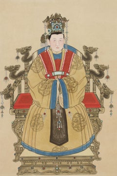 Portraits of a Ming Dynasty Emperor and Empress, Chinese Ink and Color on Paper