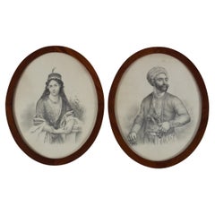 Porträts des griechischen Kriegers Notis Botzaris und seiner Frau, 19. Jahrhundert 