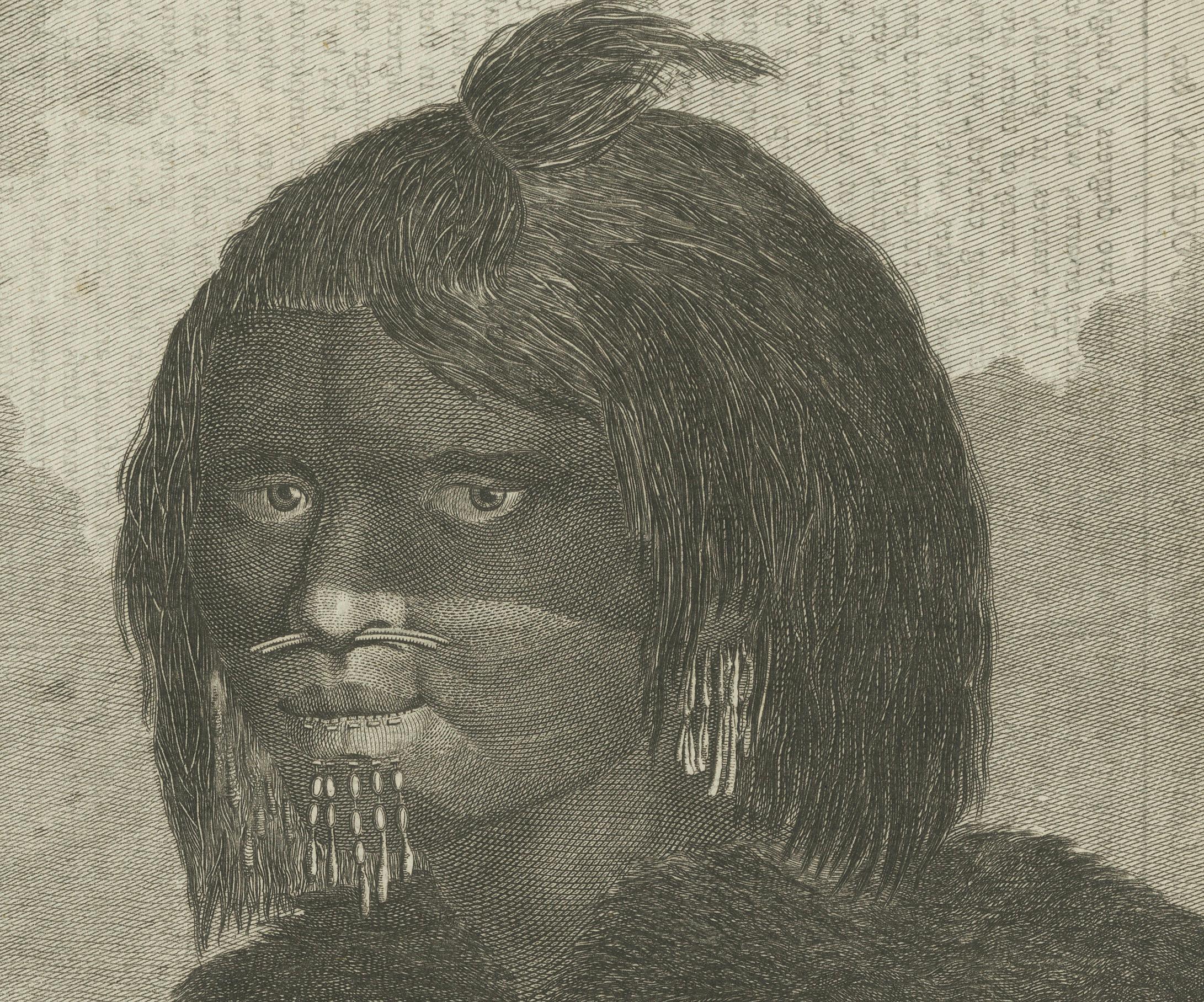 Gravé Portraits d'autochtones d'Alaska du Prince William, publiés vers 1785 en vente