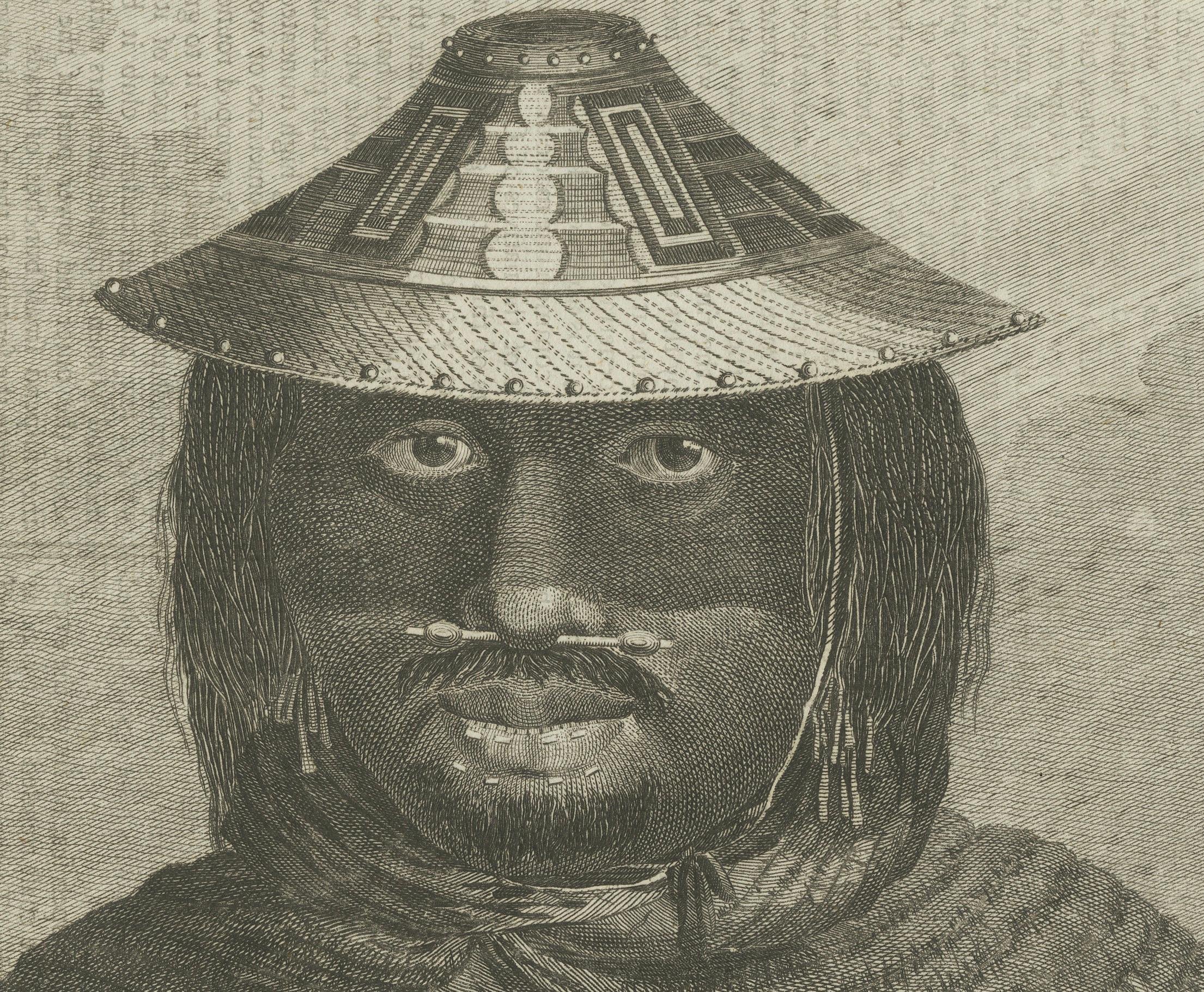 Portraits d'autochtones d'Alaska du Prince William, publiés vers 1785 État moyen - En vente à Langweer, NL