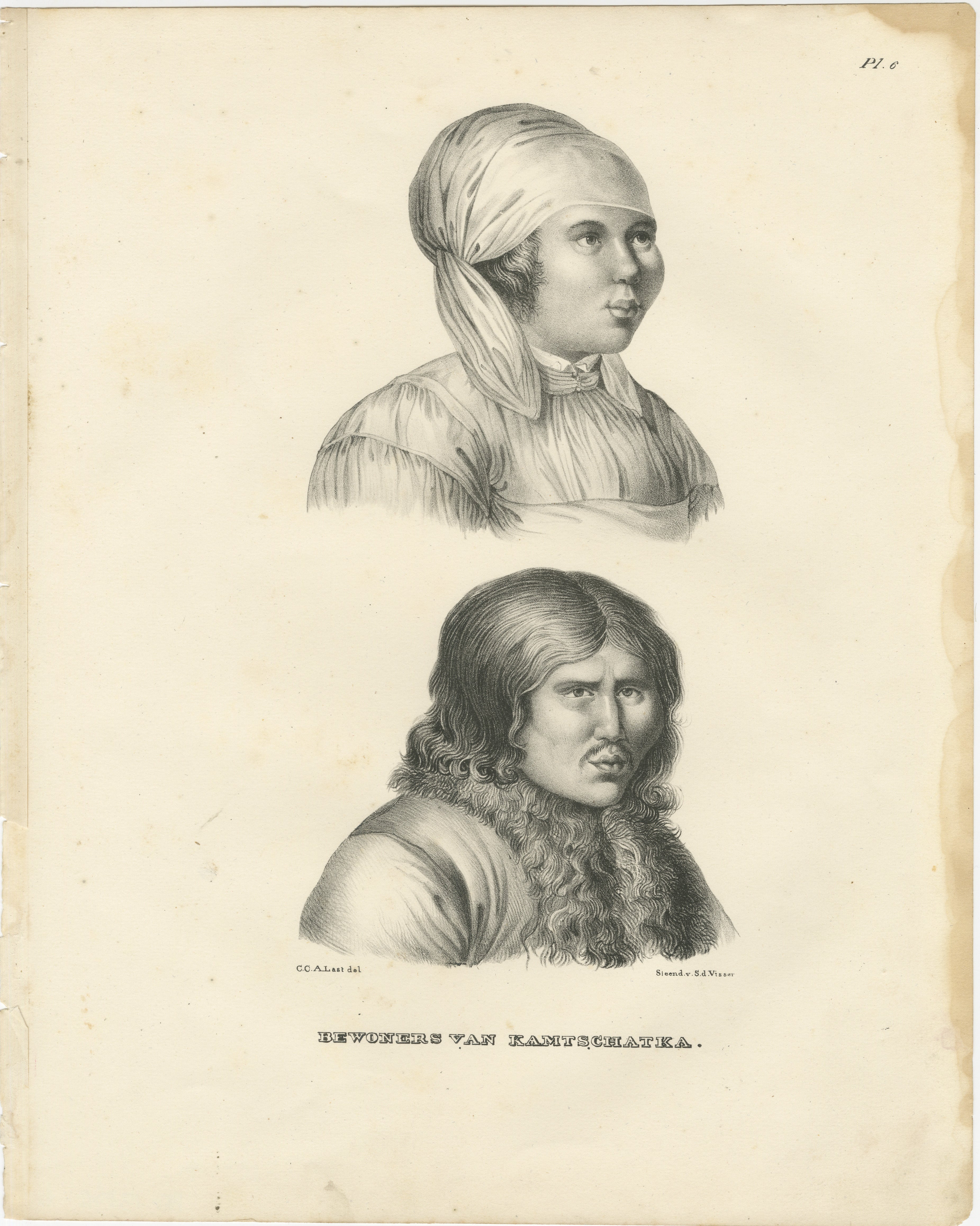 Diese Lithografie, die Karl Joseph Brodtmann zugeschrieben wird, ist ein Beispiel für sein ethnografisches Werk aus der Serie von 1835. Es zeigt zwei Personen, die als 