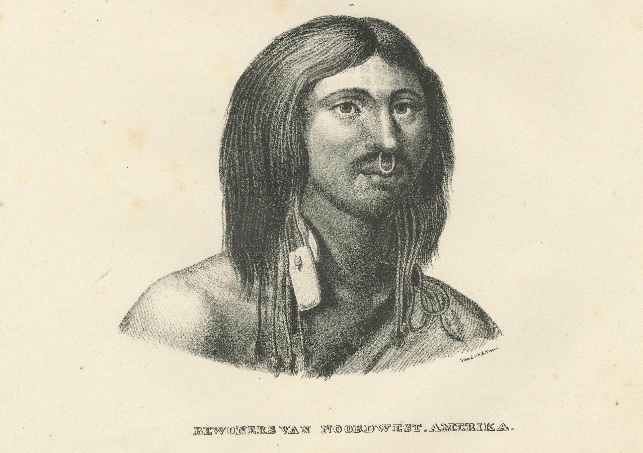 Portraits of Inhabitants of Northwest America by Karl Joseph Brodtmann, 1836 In Good Condition For Sale In Langweer, NL