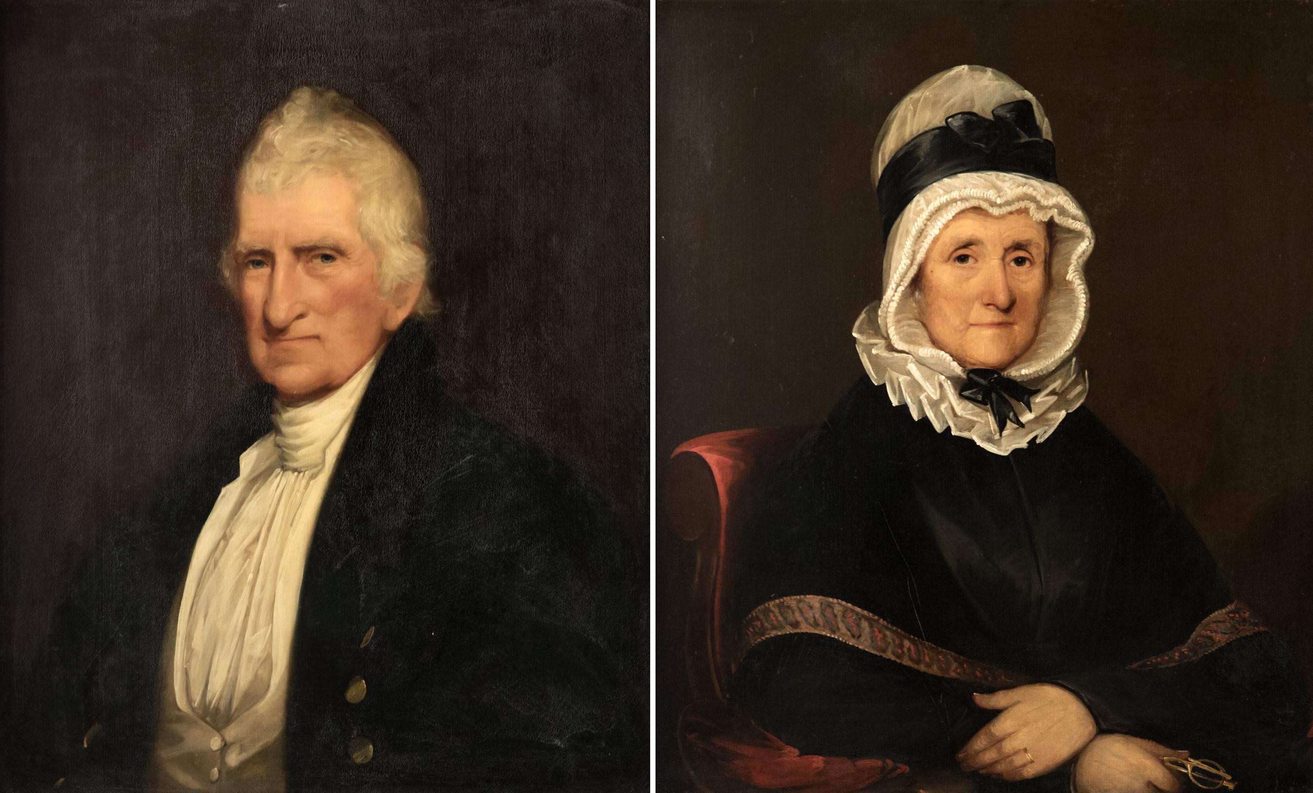 These handsome portraits are of a prominent of Newport, Rhode Island family, Dr. John Preston Mann (1756 - 1837) and his second wife, Ann Scott (1764-1841), whom Mann married after the death of his first wife Mehetable Clark (1766-1803). After