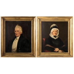 Antique Portraits of John Preston and Ann Mann by Anonymous