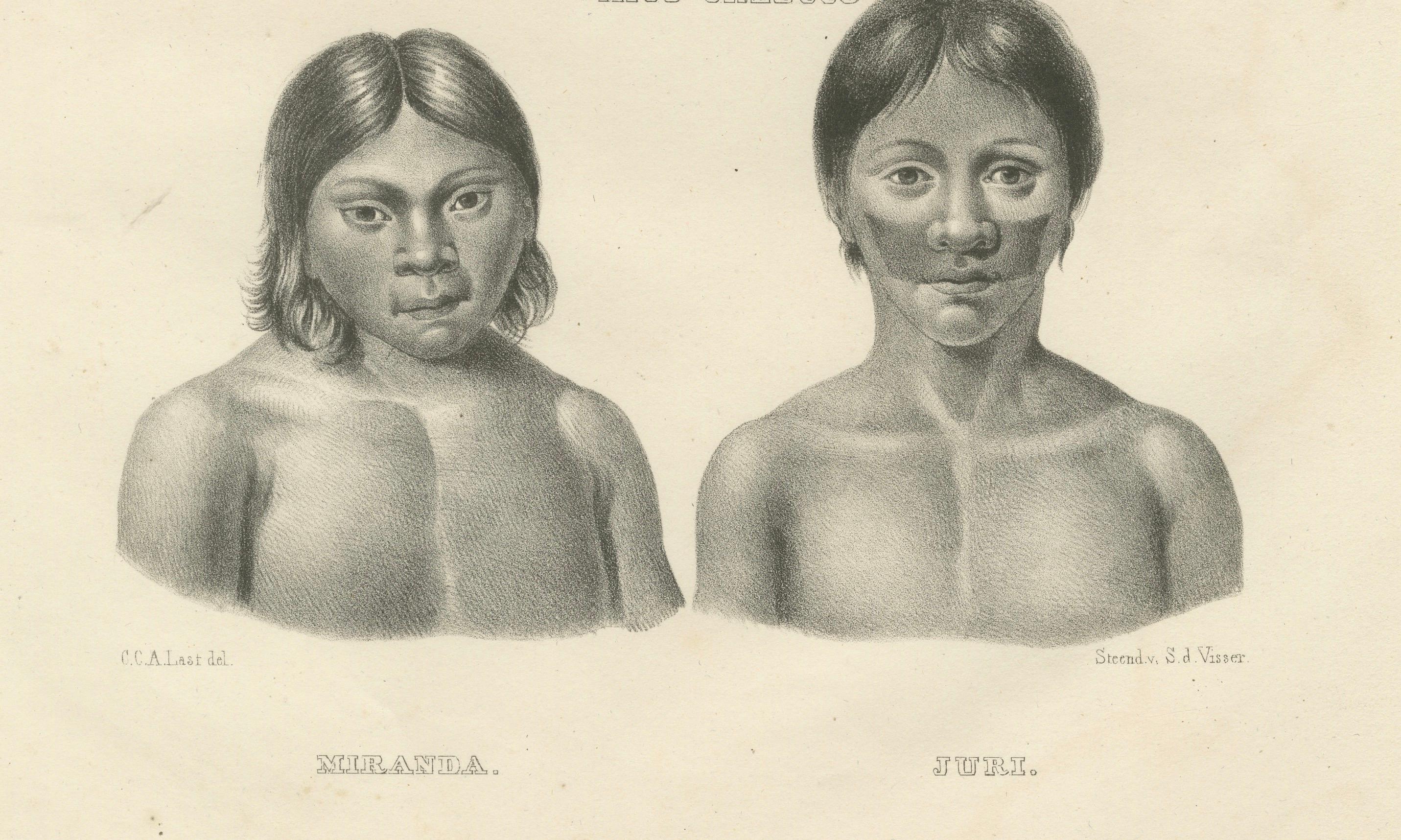 Portraits of Mico Chlucco, Miranda, and Juri by Karl Joseph Brodtmann, 1836 In Good Condition For Sale In Langweer, NL