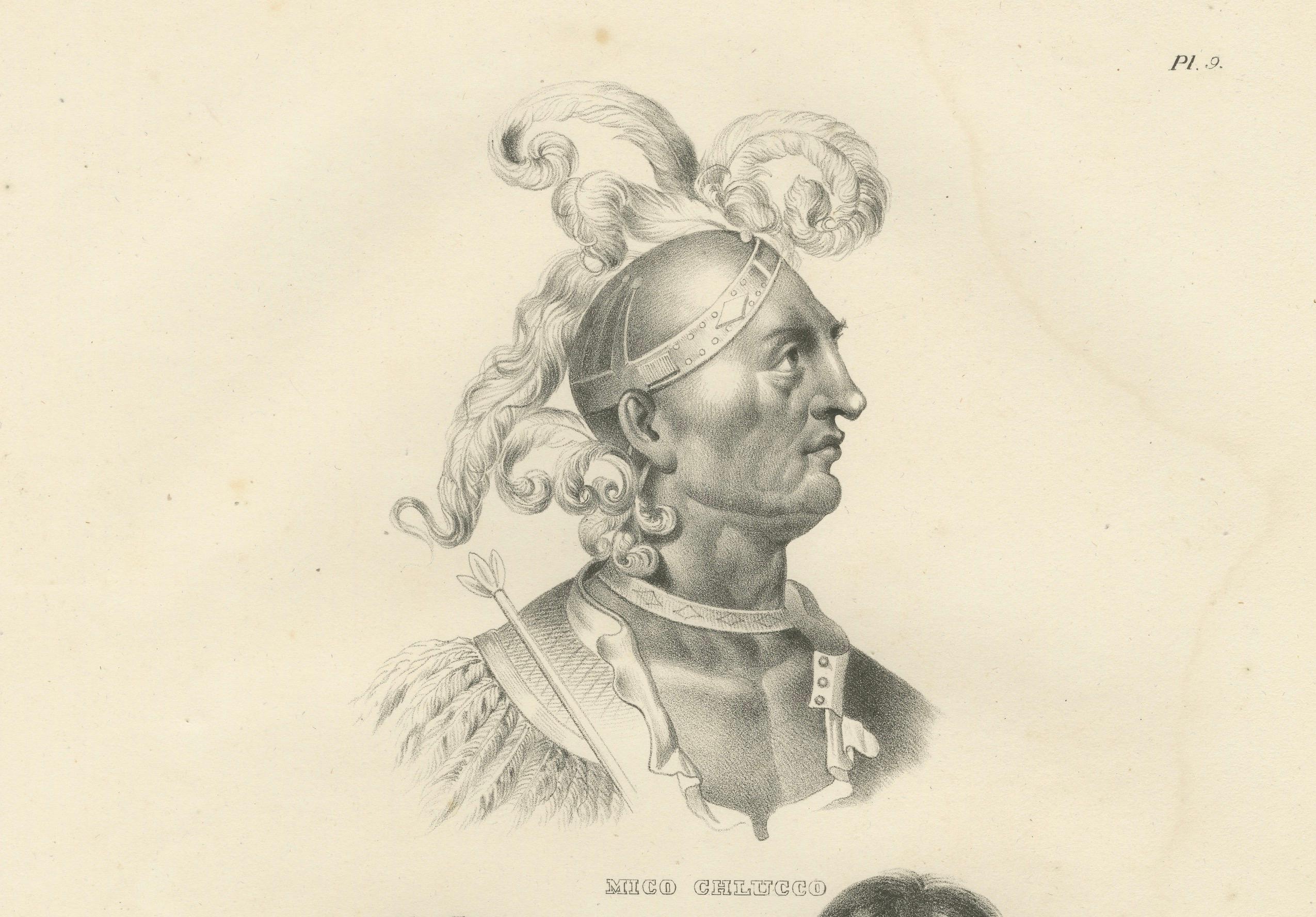 Paper Portraits of Mico Chlucco, Miranda, and Juri by Karl Joseph Brodtmann, 1836 For Sale