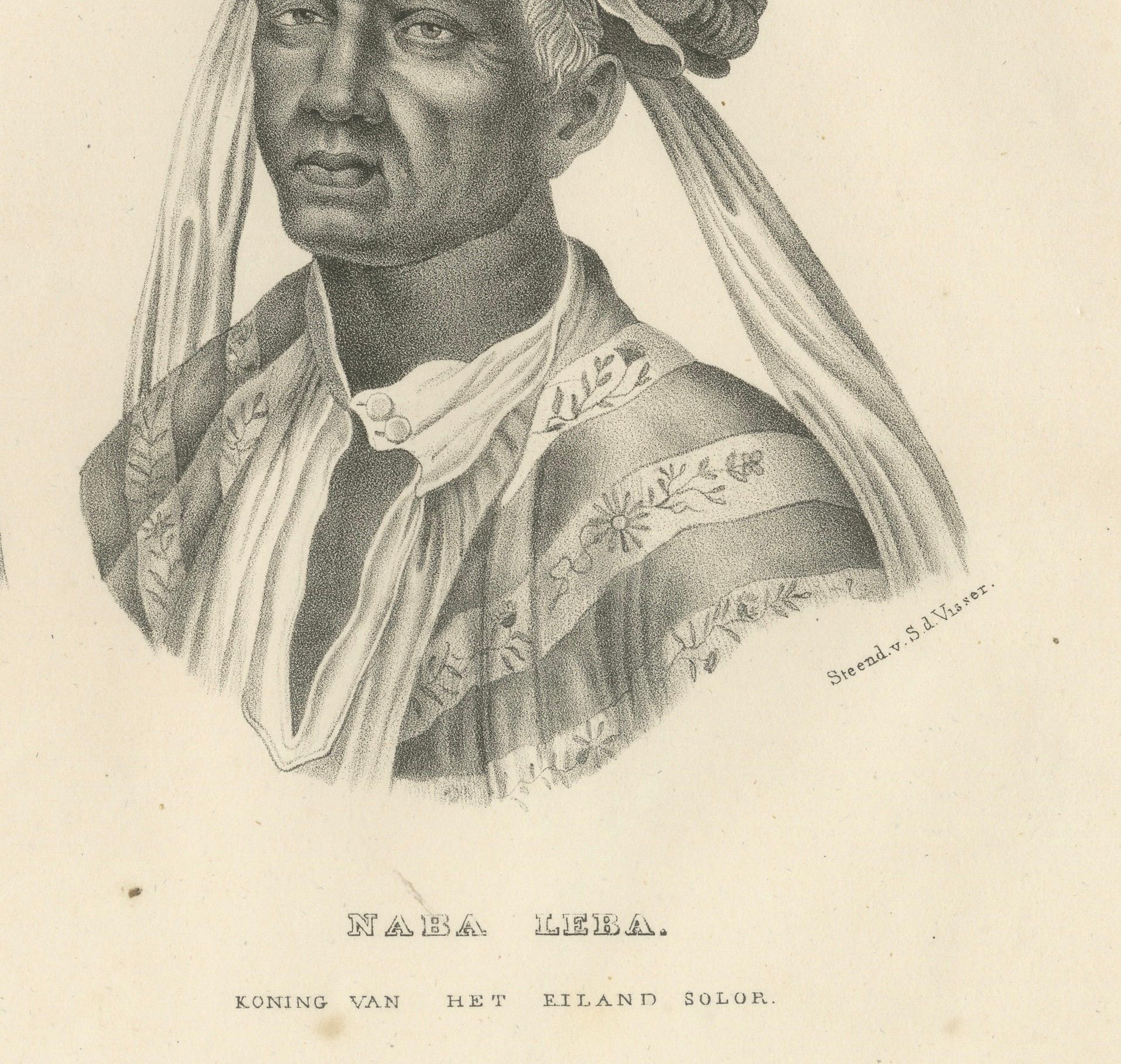 Portraits of Tammeamea I of Hawaii and Naba Leba of Solor by Brodtmann, 1836 In Good Condition For Sale In Langweer, NL