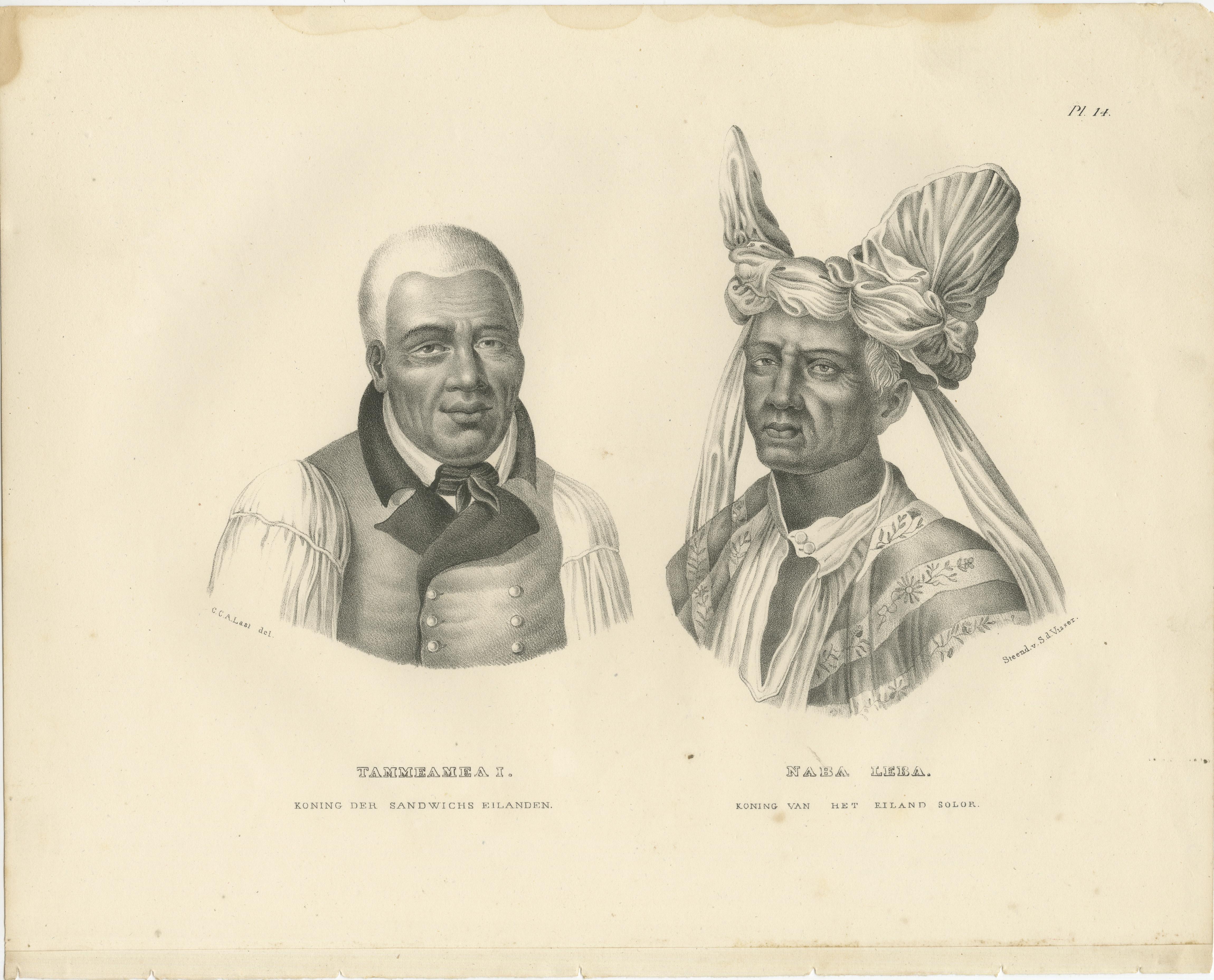 Portraits of Tammeamea I of Hawaii and Naba Leba of Solor by Brodtmann, 1836 For Sale 2