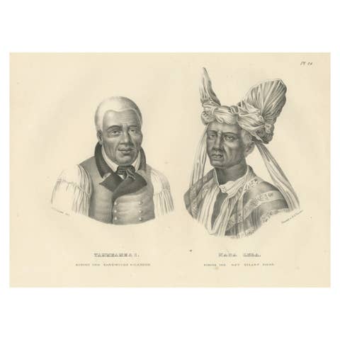 Portraits of Tammeamea I of Hawaii and Naba Leba of Solor by Brodtmann, 1836