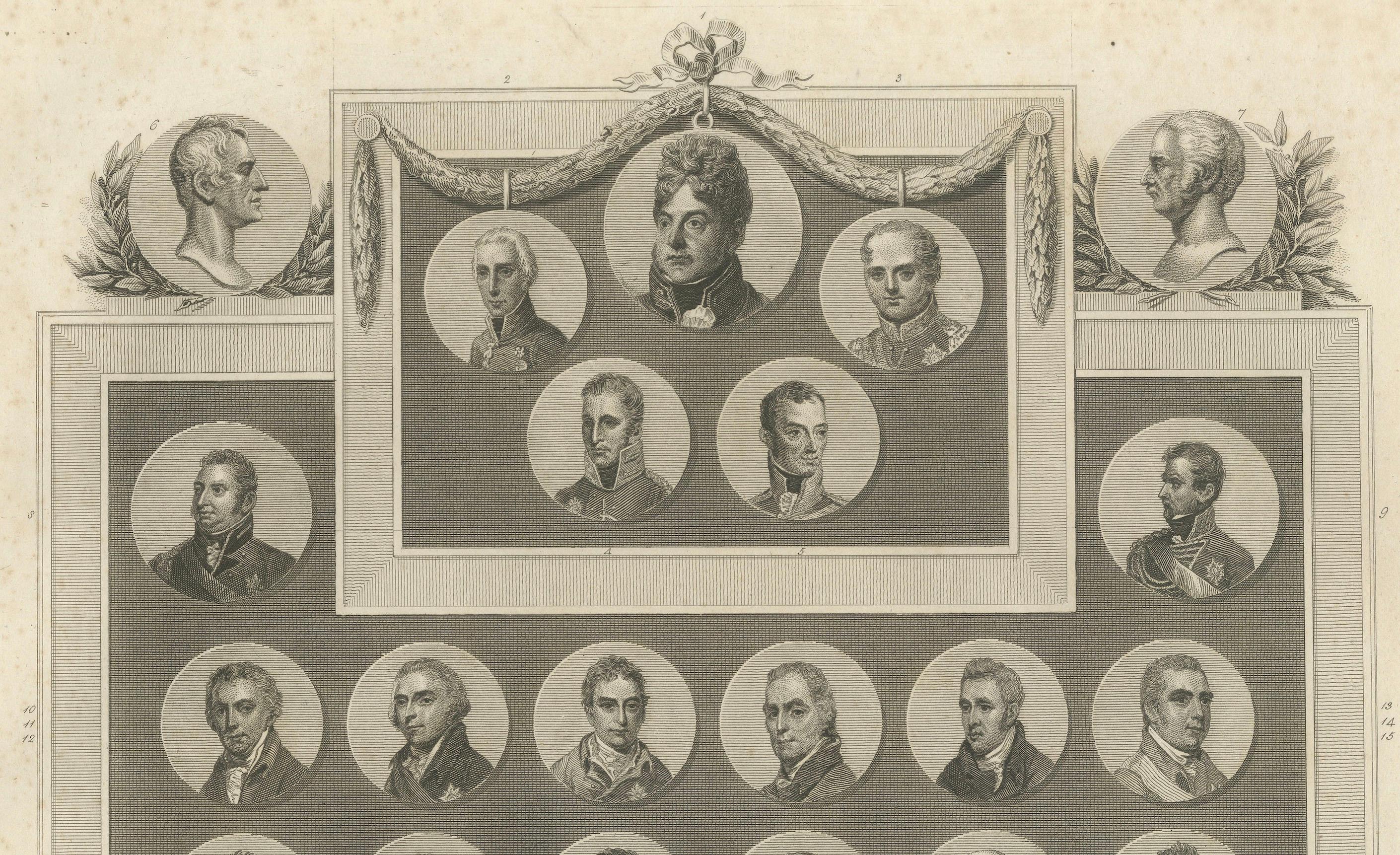 Portraits of the British and Allied Commanders at the Battle of Waterloo, 1815 In Good Condition For Sale In Langweer, NL