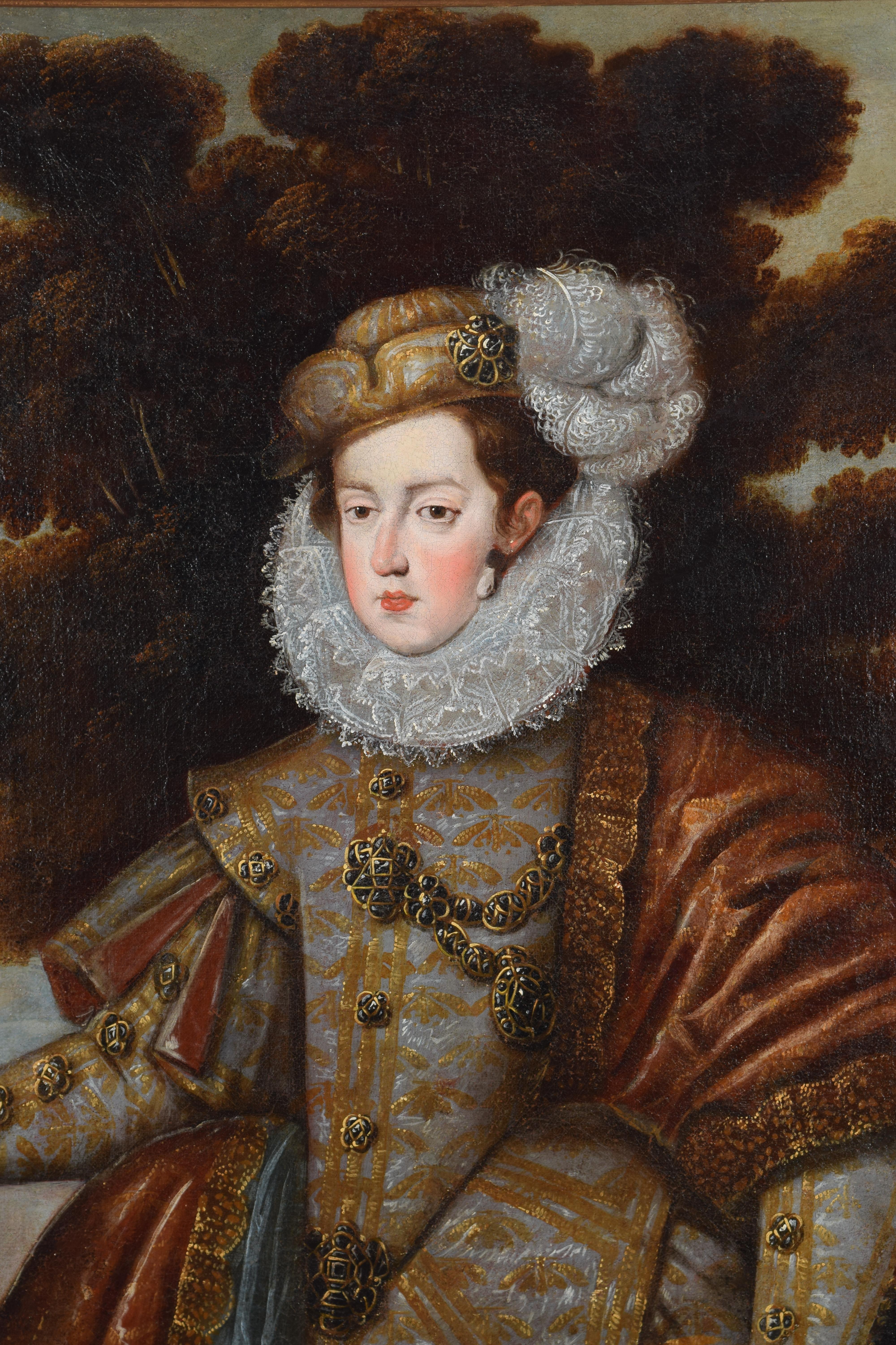 Portraits of the monarchs Louis XIII and Anne-Marie of Austria as hunters. In Good Condition For Sale In Madrid, ES