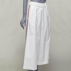 PORTS 1961 10 Corso Como Pantalones anchos con ribete de rayas a cuadros de algodón blanco IT38 XS