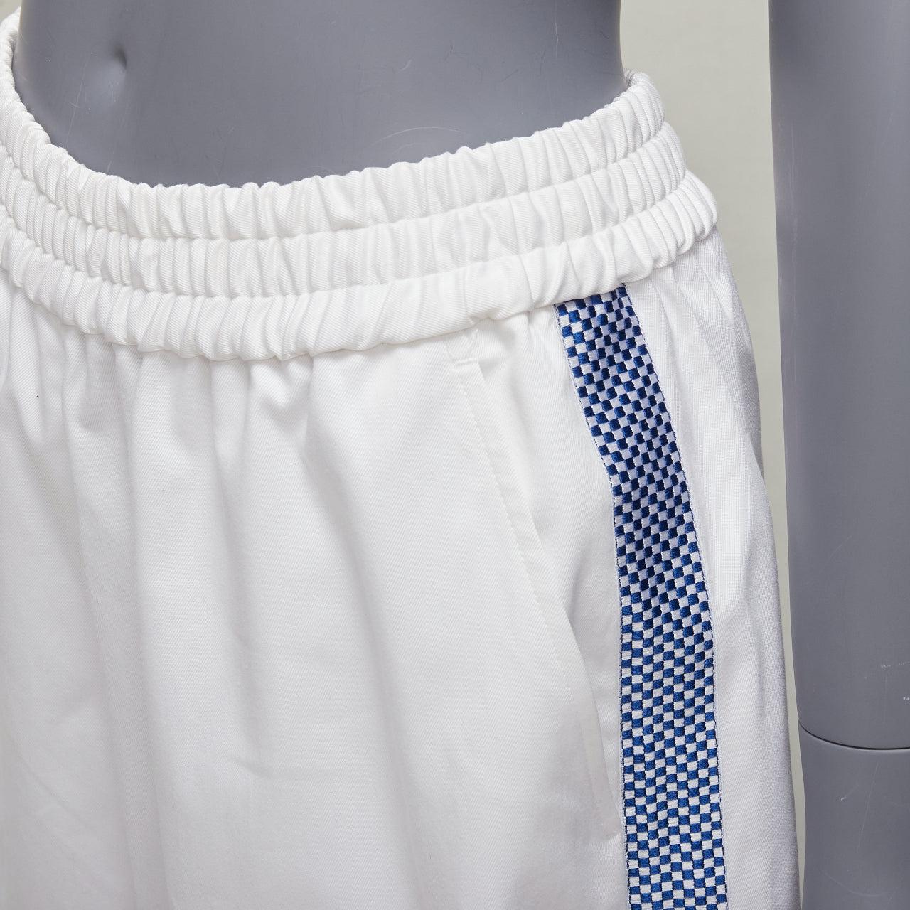 PORTS 1961 10 Corso Como white cotton checked stripe trim wide pants IT38 XS In Excellent Condition For Sale In Hong Kong, NT