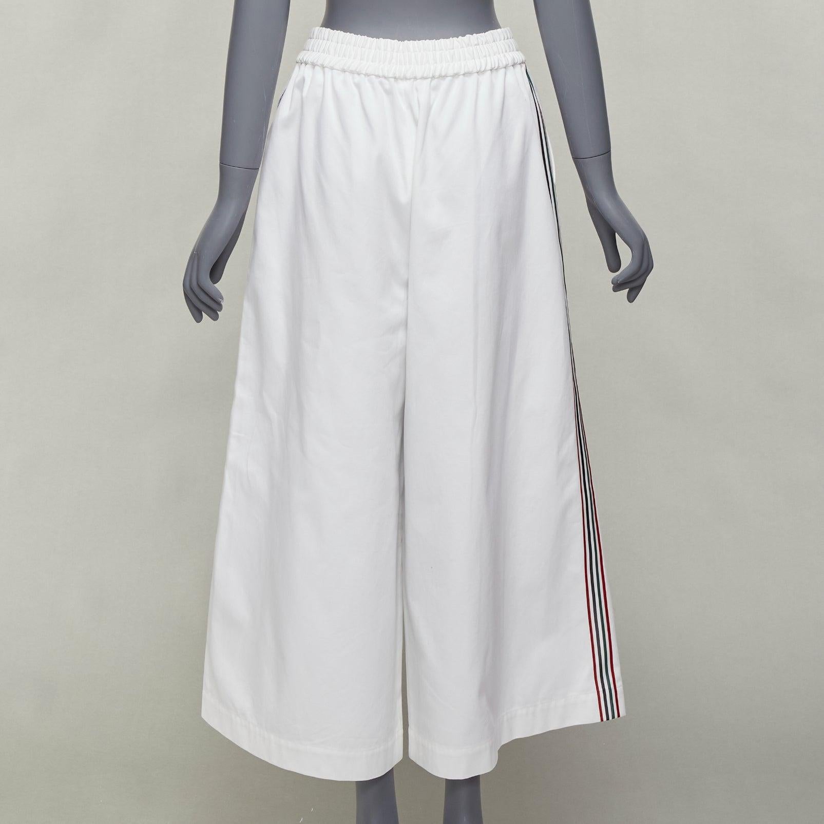 PORTS 1961 10 Corso Como white cotton checked stripe trim wide pants IT38 XS For Sale 1