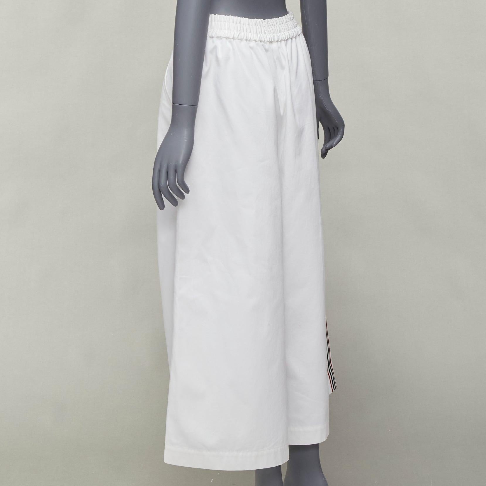 PORTS 1961 10 Corso Como white cotton checked stripe trim wide pants IT38 XS For Sale 2