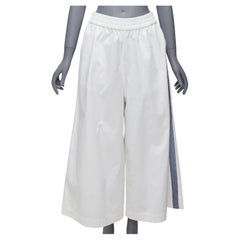 PORTS 1961 10 Corso Como white cotton checked stripe trim wide pants IT38 XS
