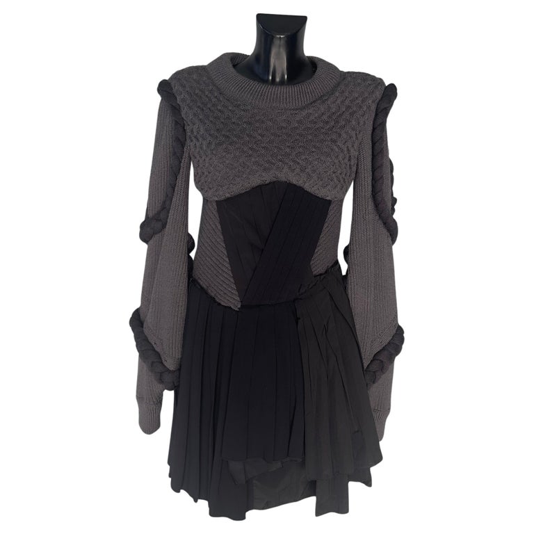 ports 1961 black shirt dress Ports 1961 prototype dress-shirt in wool and pleated fabric, Italy 2020