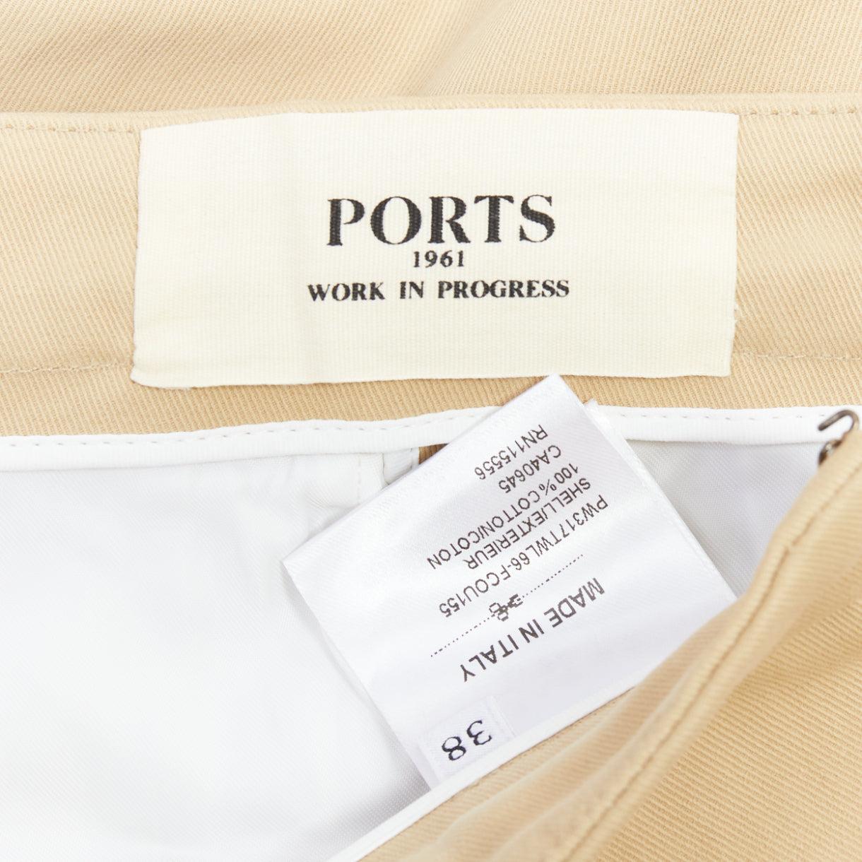 PORTS 1961 beige Baumwolle asymmetrisch weit geschnittene Culottes Hose IT38 XS im Angebot 3