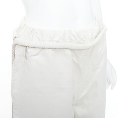 PORTS 1961 beige cotton silk glass photo print drawstring waist pants IT38 XS