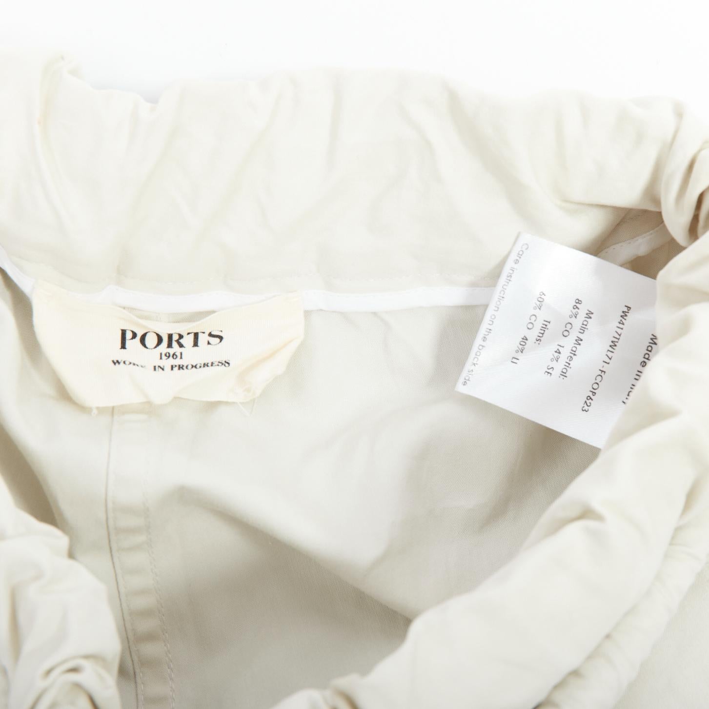 PORTS 1961 beige cotton silk glass photo print drawstring waist pants IT38 XS For Sale 3